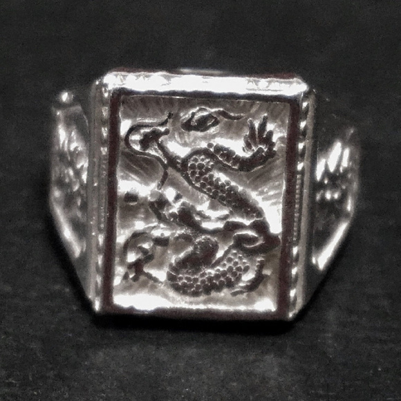 9 2 5 Sterling Silver Zodiac Dragon Men\'s Ring